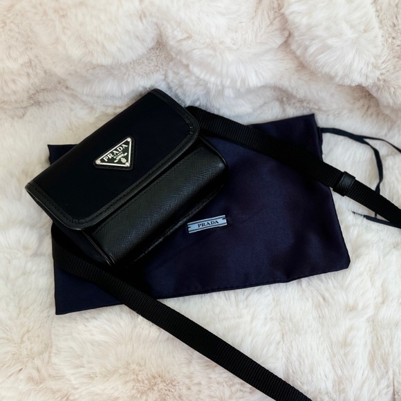 Prada Saffiano and Nylon Crossbody Mini Pouch Bag - Picture 3 of 15